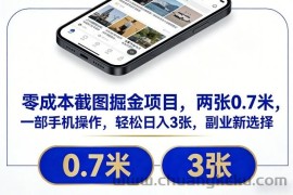 零成本截图掘金项目，两张0.7米，一部手机操作，轻松日入3张，副业新选择【揭秘】