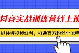 （1309期）抖音实战训练营线上班，抓住短视频红利，打造百万粉丝全流程（无水印）