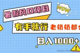 （11375期）暑假风口项目，有手就行，老奶奶都会，轻松日入1000+