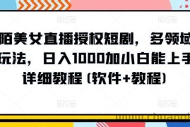 陌陌美女直播授权短剧，多领域变现玩法，日入1000加小白能上手，详细教程(软件+教程)【揭秘】