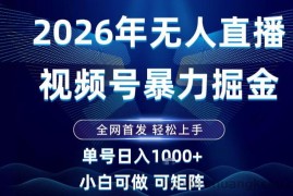 2026最新视频号无人直播掘金，全网首发，小白可以玩，长期稳定日入1k+【揭秘】