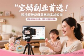 宝妈副业首选！短视频带货母婴赛道实战教学，新手也能轻松出单，碎片时间轻松增收