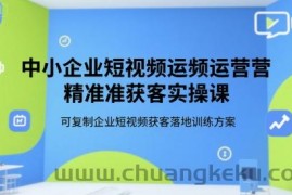 中小企业短视频运营精准获客实操课，可复制企业短视频获客落地训练方案