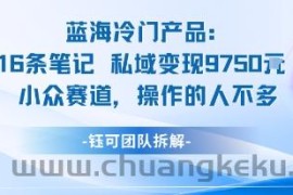 蓝海项目：16条笔记私域变现9750米小众赛道操作的人不多