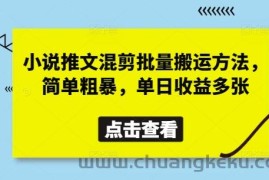 小说推文混剪批量搬运方法，简单粗暴，单日收益多张