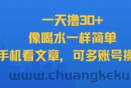 一天撸30+，像喝水一样简单，手机看文章，可多账号操作