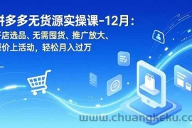 （16932期）拼多多无货源实操课-12月：开店选品、无需囤货、推广放大、原价上活动，轻松月入过万