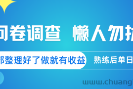 问卷调查  懒人勿扰 问卷都整理好了，做就有收益，熟练后日入300+