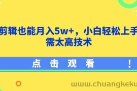 影视剪辑也能月入5w+，小白轻松上手，无需太高技术【揭秘】