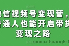 微信视频号变现营，普通人也能开启带货变现之路