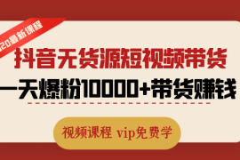 （1321期）2020最新抖音无货源短视频带货课程：一天爆粉10000+带货赚钱（无水印视频）