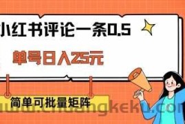 小红书评论一条0.5元 单账号一天可得25元 可矩阵操作 简单无脑靠谱【揭秘】