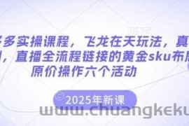 拼多多实操课程，飞龙在天玩法，真实案例，直播全流程链接的黄金sku布局原价操作六个活动