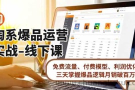 （16714期）淘系爆品运营实战-线下课，免费流量、付费模型、利润优化，三天掌握爆品逻辑月销破百万