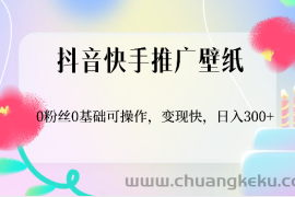 抖音快手推广壁纸，0粉丝0基础可操作，变现快，日入300+