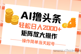 （11697期）AI撸头条，轻松日入2000+无脑操作，当天起号，第二天见收益。