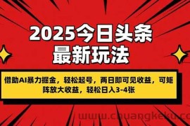 （14306期）2025今日头条最新玩法，借助AI暴力掘金，轻松起号，两日即可见收益，可…