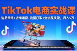 （16422期）TikTok电商实战课10月，选品策略+店铺运营+流量获取+全流程技能，月入5万+