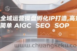 全域运营操盘孵化IP打造，高效 简单 AIGC SEO SOP