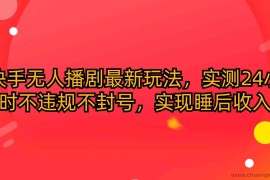 （10068期）快手无人播剧最新玩法，实测24小时不违规不封号，实现睡后收入
