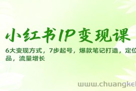 小红书IP变现课：6大变现方式，7步起号，爆款笔记打造，定位选品，流量增长
