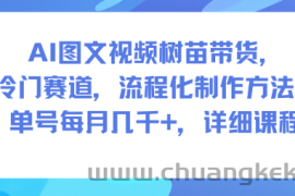 AI图文视频树苗带货，冷门赛道，流程化制作方法，单号每月几K，详细课程