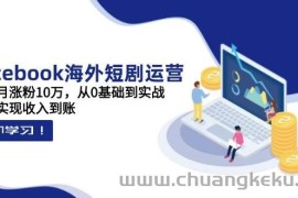 Facebook海外短剧运营：一个月涨粉10万，从0基础到实战，快速实现收入到账